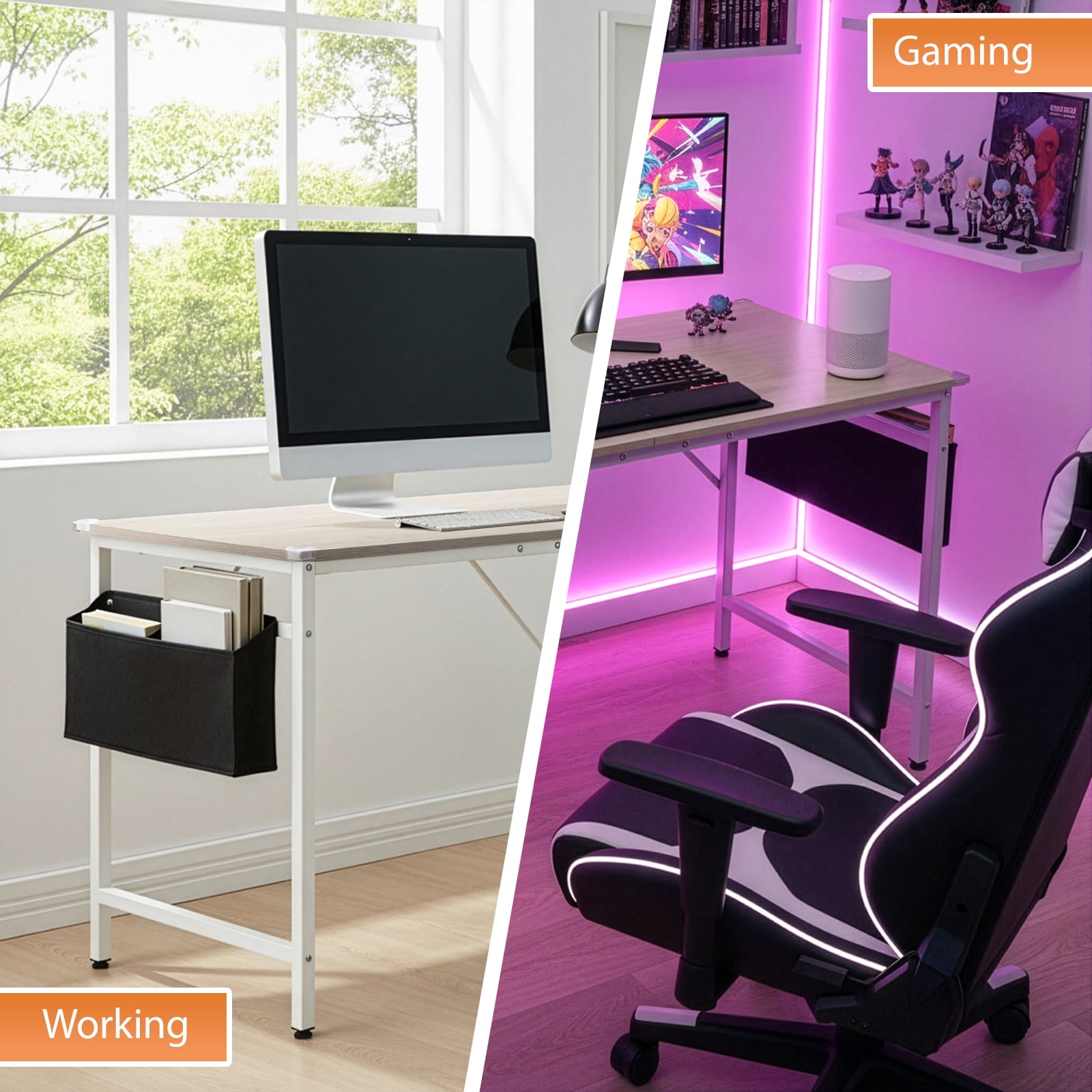Ktaxon 47" Wood Computer Desk PC Laptop Study Table Workstation Home Office Furniture, Gray