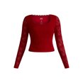 thumbnail image 2 of Madden NYC Women’s Plus Lace Scoop Neck Top with Sheer Long Sleeves, Sizes 1X-4X, 2 of 5