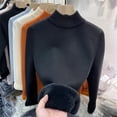 thumbnail image 4 of Suéter de terciopelo ajustado para mujer, jersey de punto grueso de manga larga con forro de terciopelo, jersey de cuello alto, jersey suave y cálido para invierno, 4 of 5