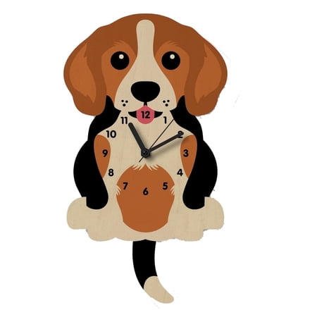 KingLive Beagle Pendulum Wall Clock,Silent Clock,Kids Room Decor,Gift for Dog Lovers ,Pet Decor