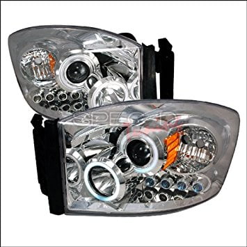 Spec-D Tuning Dodge Ram 2006 2007 2008 CCFL LED Halo Projector Headlights - Chrome