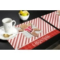 thumbnail image 5 of Christmas Placemats Gingerbread Man Tablemats for Dinner Table Red Stripes Wood Grain Table Mats for Christmas Holiday Cotton Linen Place Mats Indoor Set of 4, 5 of 6
