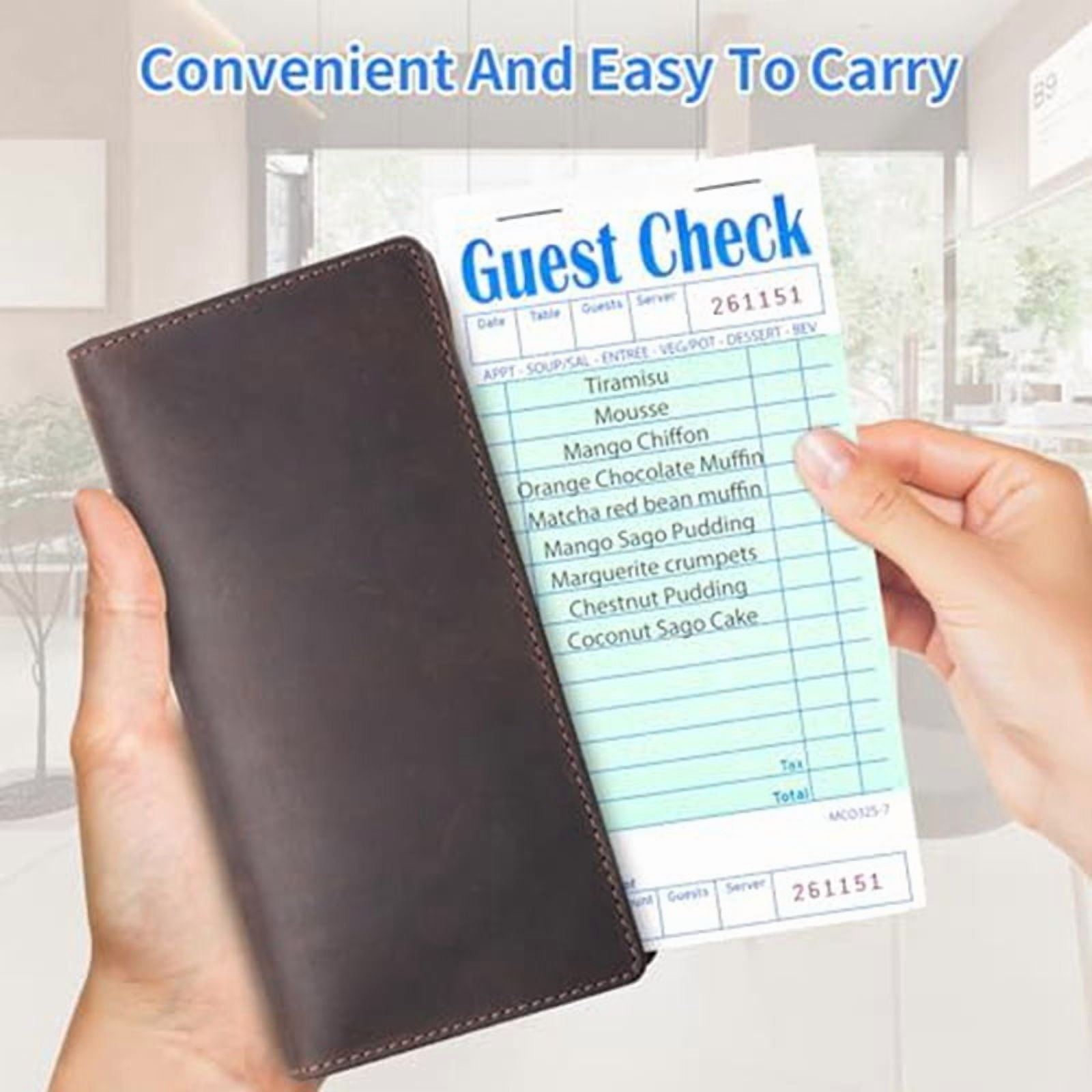 15 Pack Guest Check Books, Server Note Pads for Restaurant, Green Waiter Checkbook, Restaurant Order Pad 50 Sheets/Pack