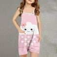 thumbnail image 2 of Odeerbi 5-13 Years Kids Girls Summer Jumpsuit Cute Print Camisole Romper Casual Breathable Comfortable Suspender Overalls Bib Overall Shorts with Pockets, 2 of 5