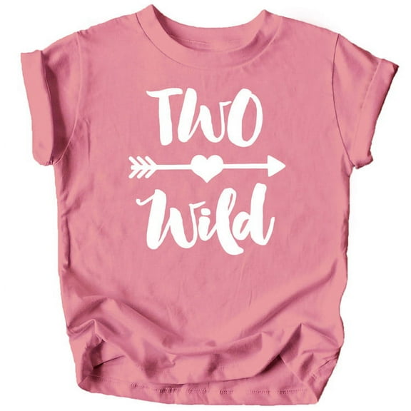 Olive Loves Apple Two Wild 2nd Birthday Girls Shirt for Toddler Girls Second Birthday Outfit White on Mauve Shirt 3T