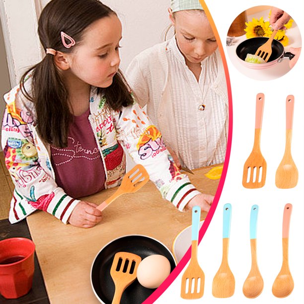 Ganfancp Pequeños Utensilios de Cocina Juego de Cocina Real Madera Maciza de Haya Pala para Freír Pescado para Niños Pala Pequeña de Madera Ofertas Del Día Liquidación 3Pc Utensilios de Cocina