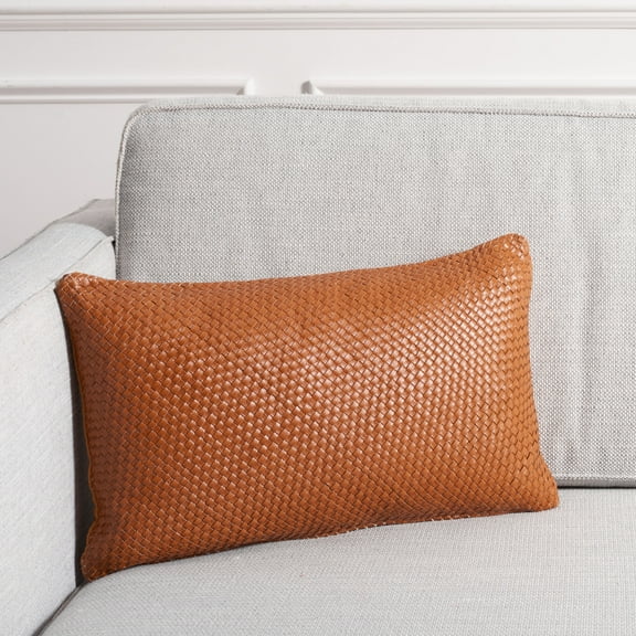 SAFAVIEH Kelci Solid Pillow, 20" x 20", Camel