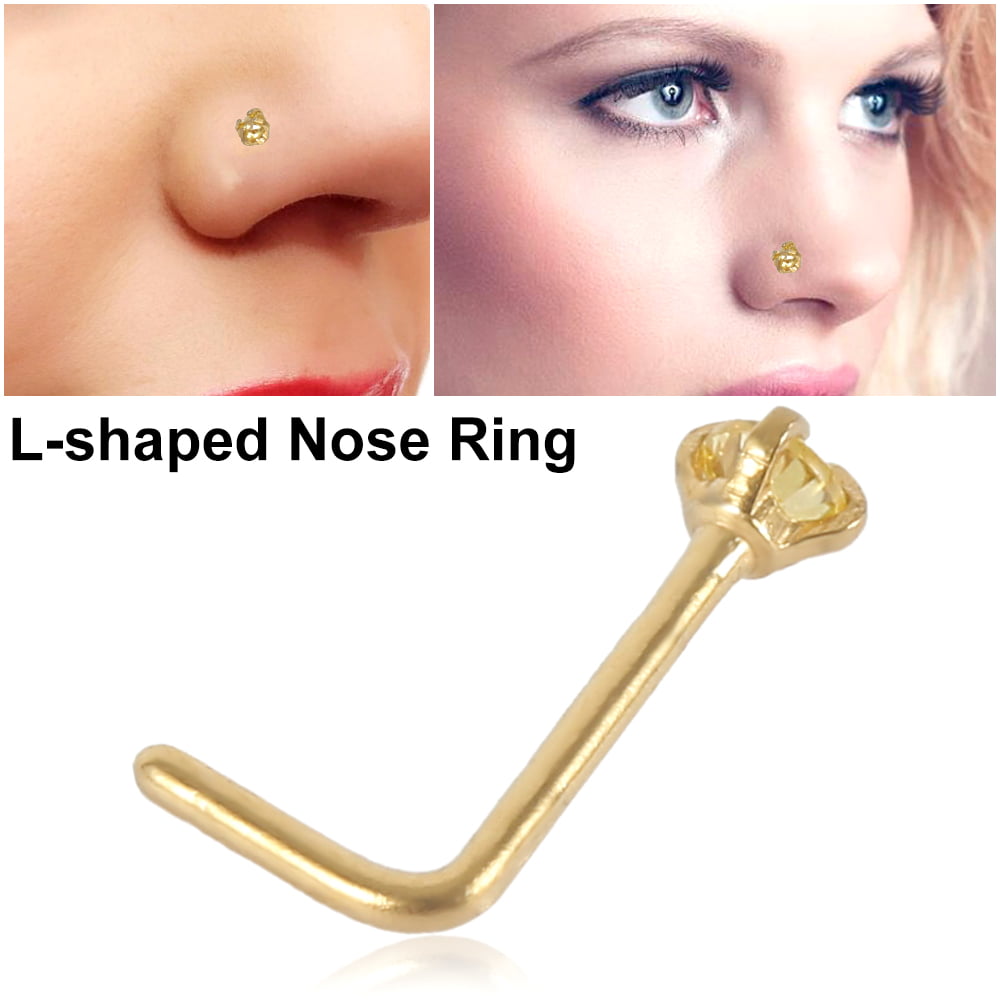 ZTOO - ZTOO Womens Steel L Shaped Nose Ring 1cm Accent Nose Stud Body L Shaped Nose Stud Sticking Out
