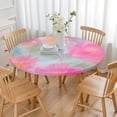 thumbnail image 3 of Colorful Floral Watercolor Pattern Round Fitted Tablecloth with Elastic Edge,Dining Table Cover Waterproof,Outdoor Round Tablecloth for Camping,Dining,Indoor and Outdoor, 3 of 7