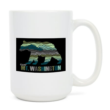 

15 fl oz Ceramic Mug Mt Washington New Hampshire Black Bear Abstract Mountain Scene Dishwasher & Microwave Safe