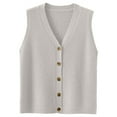 thumbnail image 4 of WENWU Women's Casual Sleeveless Knitted V Neck Button Ribbed Sweater Sleeveless Top Sweater Vest Buttons, 4 of 4