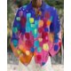 thumbnail image 1 of Camisa con botones y cuello vuelto de manga larga con estampado abstracto 3D de grafiti de gran venta para hombre de verano 2024, 1 of 6