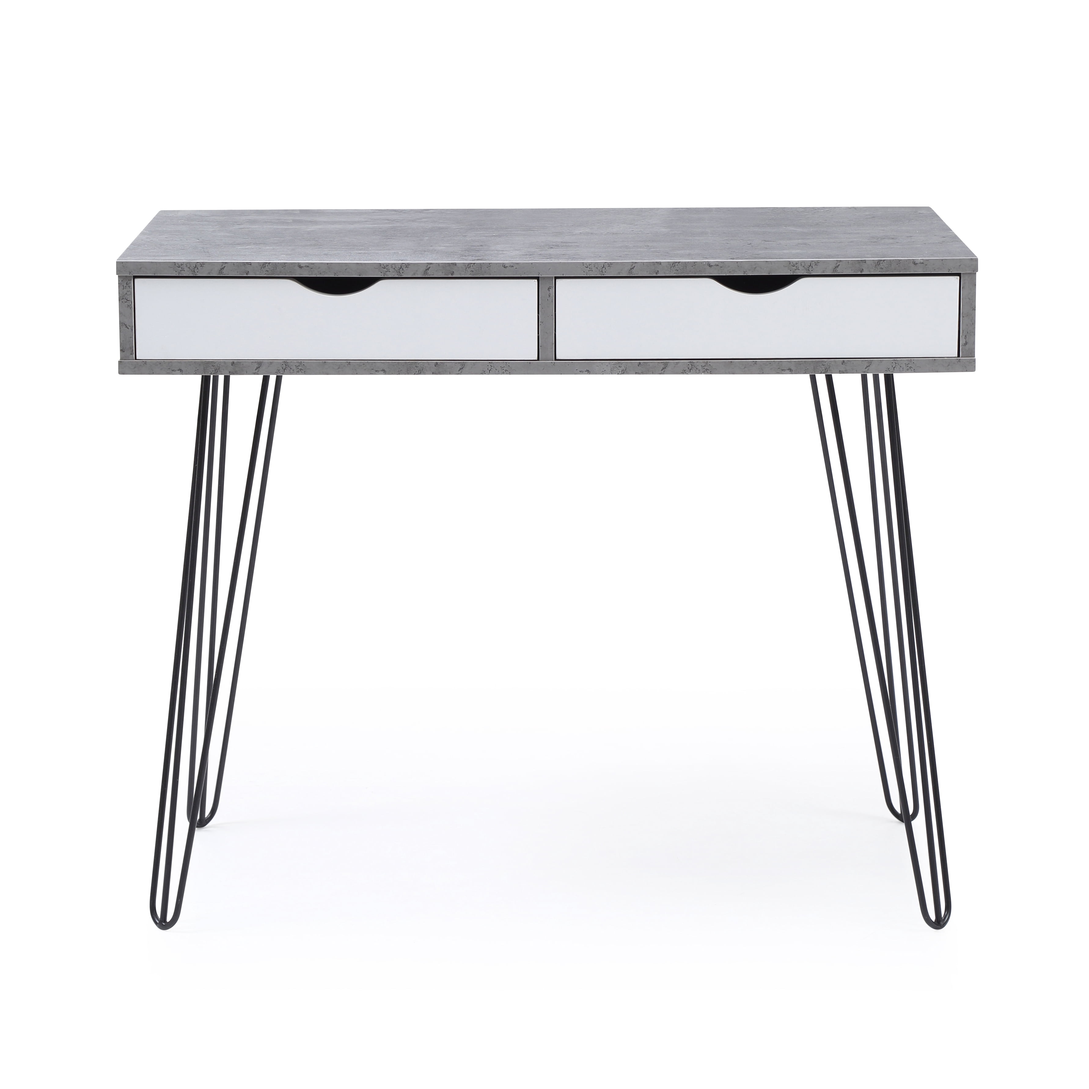 Retro Writing Desk with Drawers, Solid Hardwood Frame Home Office Computer Desk for Bedroom Dorm Study
