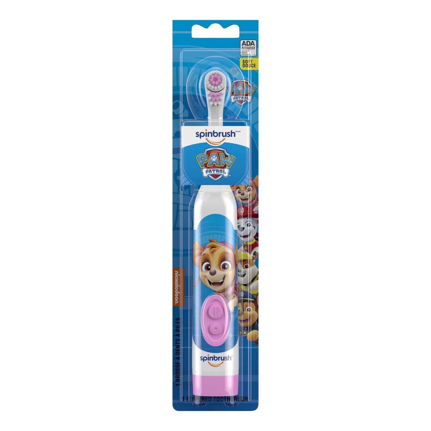 Brosse à dents à piles Kids Spinbrush Paw Patrol *(les couleurs et le design peuvent varier) 1 brosse à dents à piles