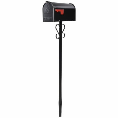 Gibraltar Mailboxes Round, Steel, Mailbox Post, Black, PBK00000