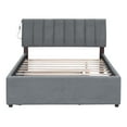 thumbnail image 3 of Harper & Bright Designs Teddy Fleece Full Size Upholstered Platform Bed with Trundle, Gray, 3 of 9