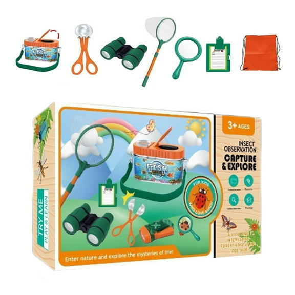 Kids Outdoor Explorer Kit Insect Catcher Observing Toy Kit Portable Science Education Toys Set Insect Collector Toy for Kids Aged 4-6 Years Old-B