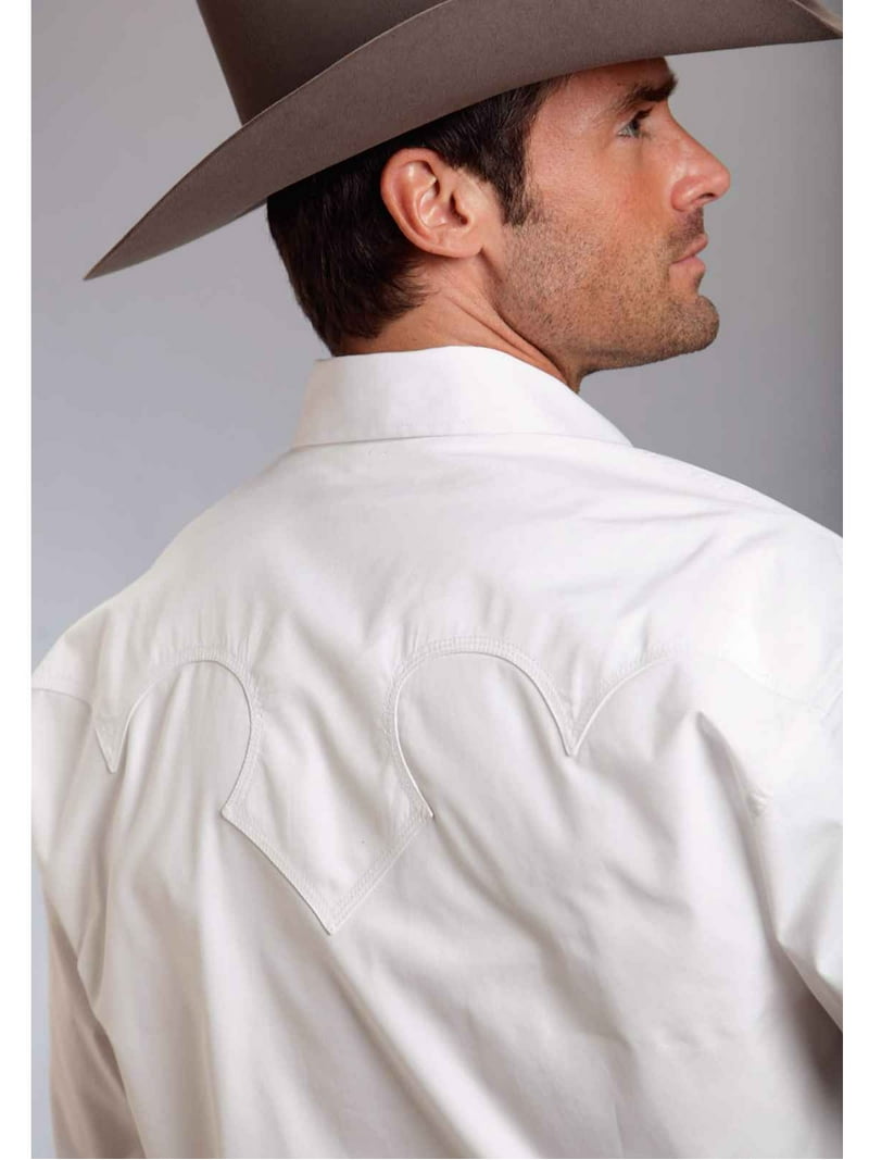 Stetson Men's White Solid Long Sleeve Western Shirt 11-001-0465