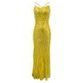 thumbnail image 4 of Wyzesi Robes Formelles Grande Taille pour Femmes Champagne Élégante Robe Maxi à Paillettes pour Femmes / Robe de Soirée Longueur au Sol / Robe Formelle Sans Manches, 4 of 6