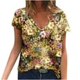thumbnail image 2 of Sakmal Spring Tops for Women 2024 Short Sleeve V-Neck Graphic T-Shirts Womens Shirts Under $5, 2 of 5