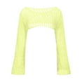 thumbnail image 5 of Ltctricy Women's Crochet Crop Tops Long Sleeve Boat Neck Hollow out See Through Cover Ups Knit Shrug Sweaters(Yellow,X-Small), 5 of 5