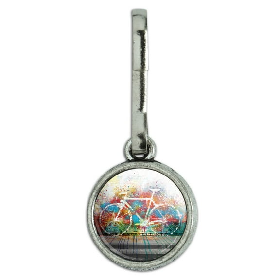 Colorful Rainbow Negative Space Bicycle Bike Wall Antiqued Charm Clothes Purse Suitcase Backpack Zipper Pull Aid