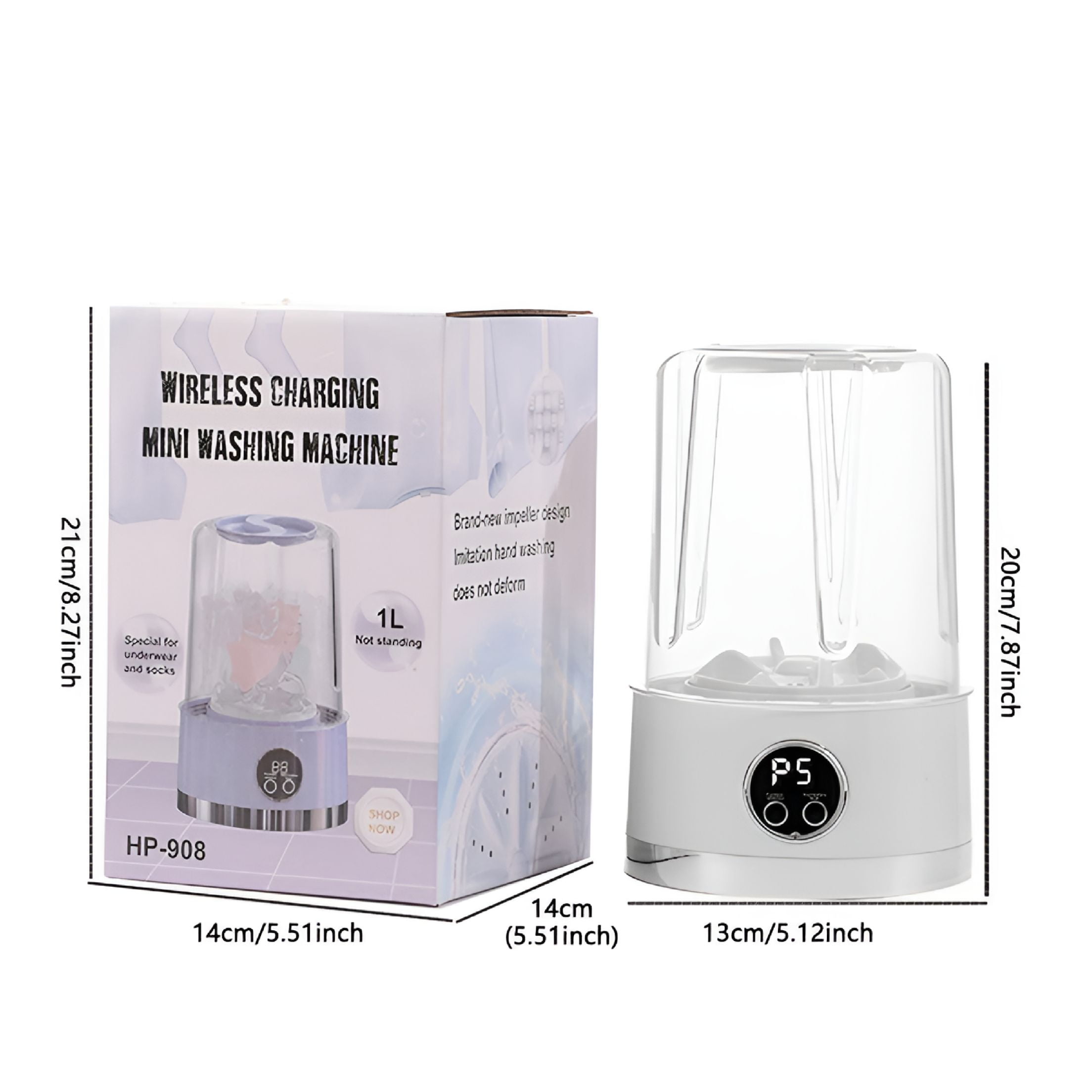 GJX 2026 New Portable Washing Machine - Cordless Mini Washer for Underwear,Socks&Baby Clothes,Rechargeable Camping/Rv Laundry Cup (5.5X5.5X8.3In), for Travel, Small Laundry, Outdoor Activities