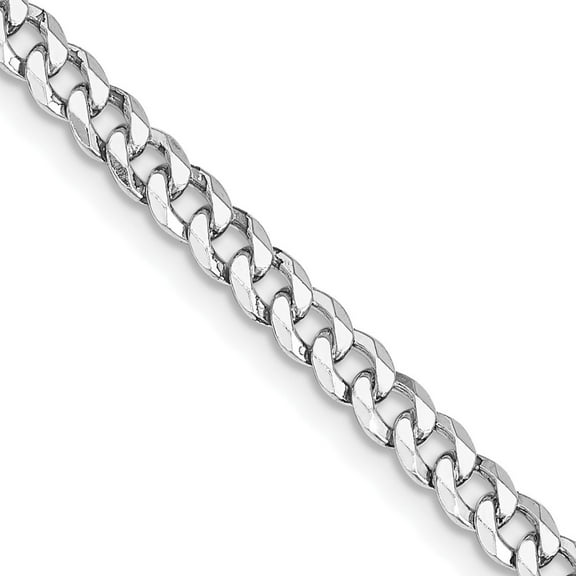 Auriga 925 Sterling Silver Rhodium-plated 4 mm Beveled Curb Chain Necklace for Women 18"
