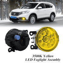 Pair Round LED Fog Lights for Honda CR-V 2012 2013 2014, 55W 3500K Amber Yellow Off-Road Lamps Black Front Bumper LED Fog Lights