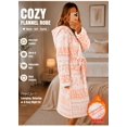 thumbnail image 2 of Women's Flannel Bath Robe Fair Isle Print Belted Fleece House Coat with Pockets Warm Loungewear Sleepwear S Pink, 2 of 8