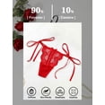 thumbnail image 4 of Aivtalk Women Side Tie Panties Bowknot Lace Wavy Thongs Panties Adjustable Wild G-String Underwear Low Rise See Through Panties S Red, 4 of 5
