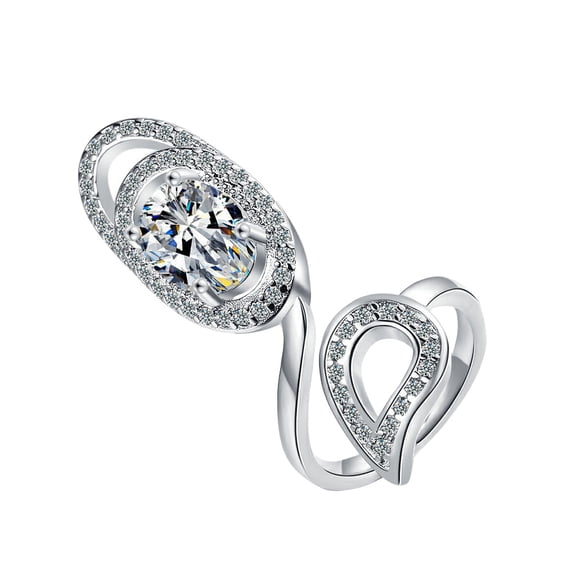 1 UNID Open FingernaRail Ringwomen Nail Anillo Decorativo Rhinestone Anillo Decoración