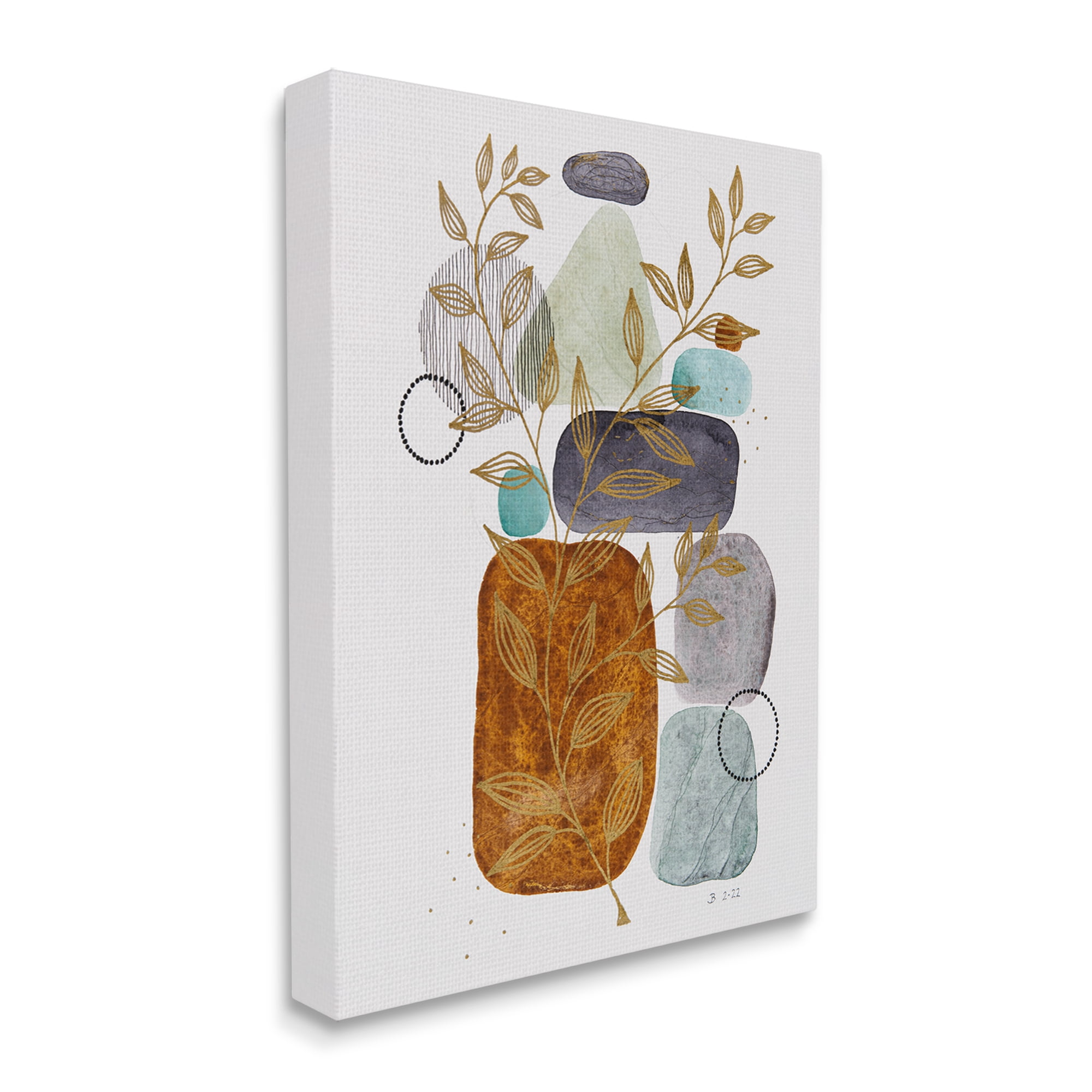Stupell Industries Modern Pebbles & Botanicals Botanical & Floral Painting Gallery Wrapped Canvas Print Wall Art, 24 x 30