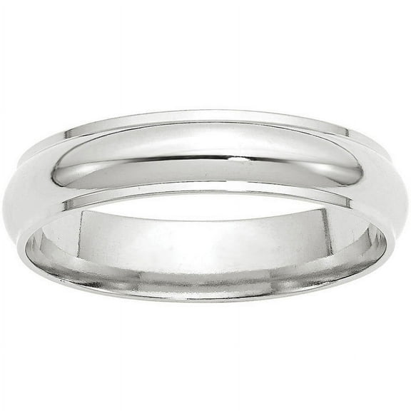 Primal Gold 14 Karat White Gold 5mm Half Round with Edge Band Size 14