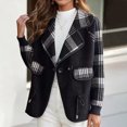 thumbnail image 2 of Women Jacket Plaid 2025 Black Knitted Cardigan Casual Long Sleeved Coat L, 2 of 7