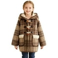 thumbnail image 6 of NAISIBABY Girls Woolen Coat 8T, Fleece Lined Retro Button Classic Checked Winter Thick Warm Overcoat Coffee (1-10T), 6 of 6