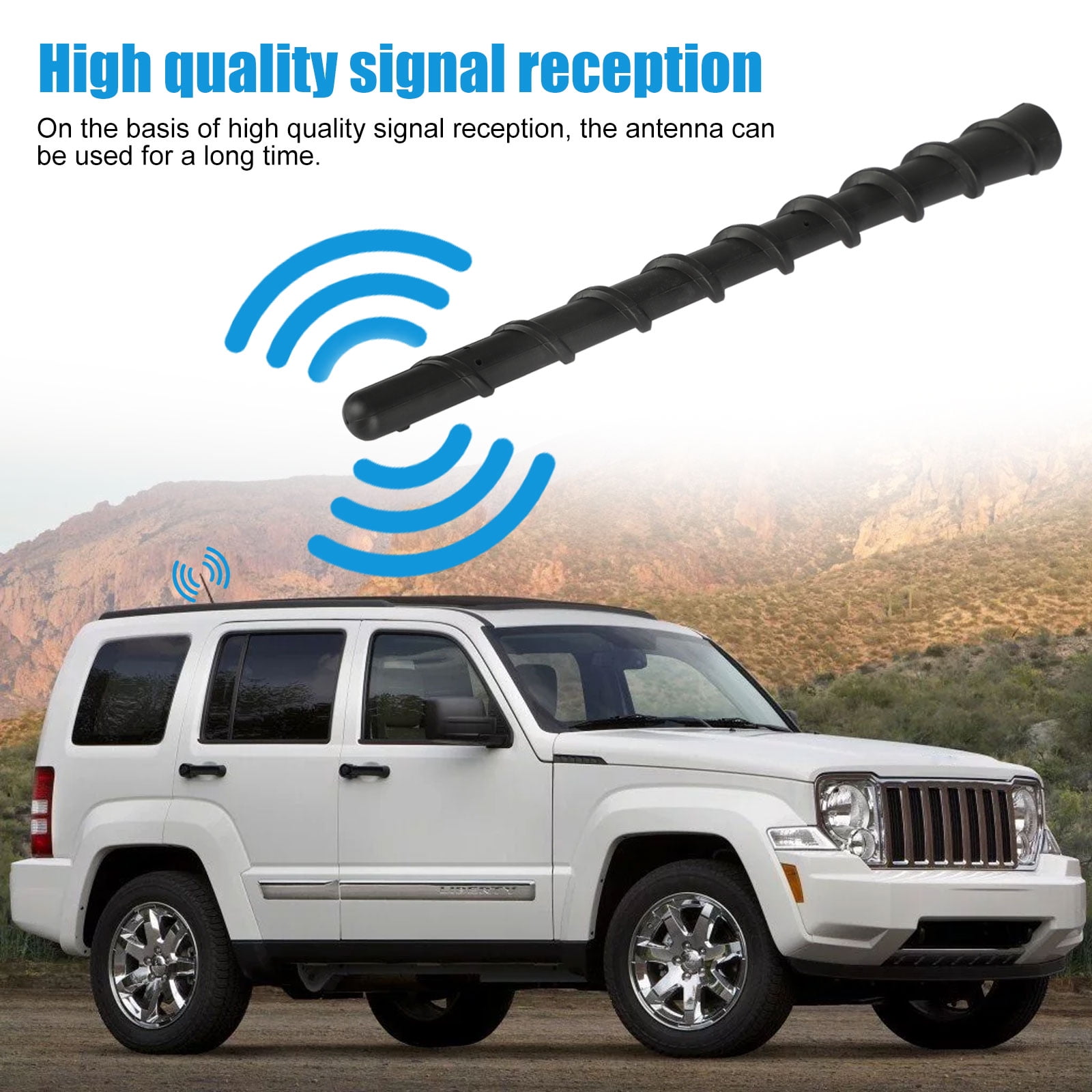 Black DeepRoar Replacement Antenna for Jeep Liberty 2011-2012 4 Inch BA01 Optimized FM/AM Reception 