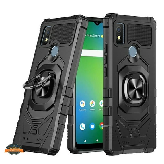 Xpression Cover for Cricket Icon 4 Armor Hybrid Stand Ring Hard TPU Rugged Protective [Military-Grade] Magnetic Car Ring Holder Phone Case - Black