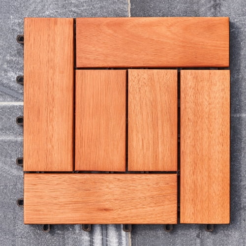 CLEARANCE! Wood Interlocking Flooring Tiles (Pack of 10), Solid Wood