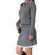 thumbnail image 3 of Conjunto de 2 Piezas Vintage con Cuello Tipo , Larga, Falda Corta y Cintura Alta para Mujer Gris L, 3 of 8