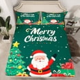 thumbnail image 2 of Homewish Teens Kids Children Christmas Santa Claus 4 Pieces Queen Sheet Sets,Happy Xmas Tree Ultra Soft Flat Sheet,Happy New Year Queen Fitted Sheet,Ultra Soft Home Decor, 2 of 7