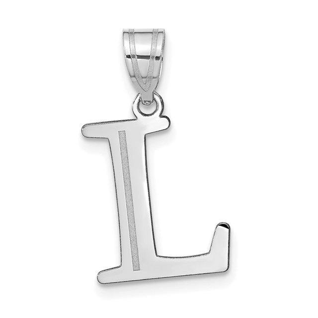 Diamond2Deal 14K Pendentif Initiale Lettre L en Or Blanc Gravé pour Femmes