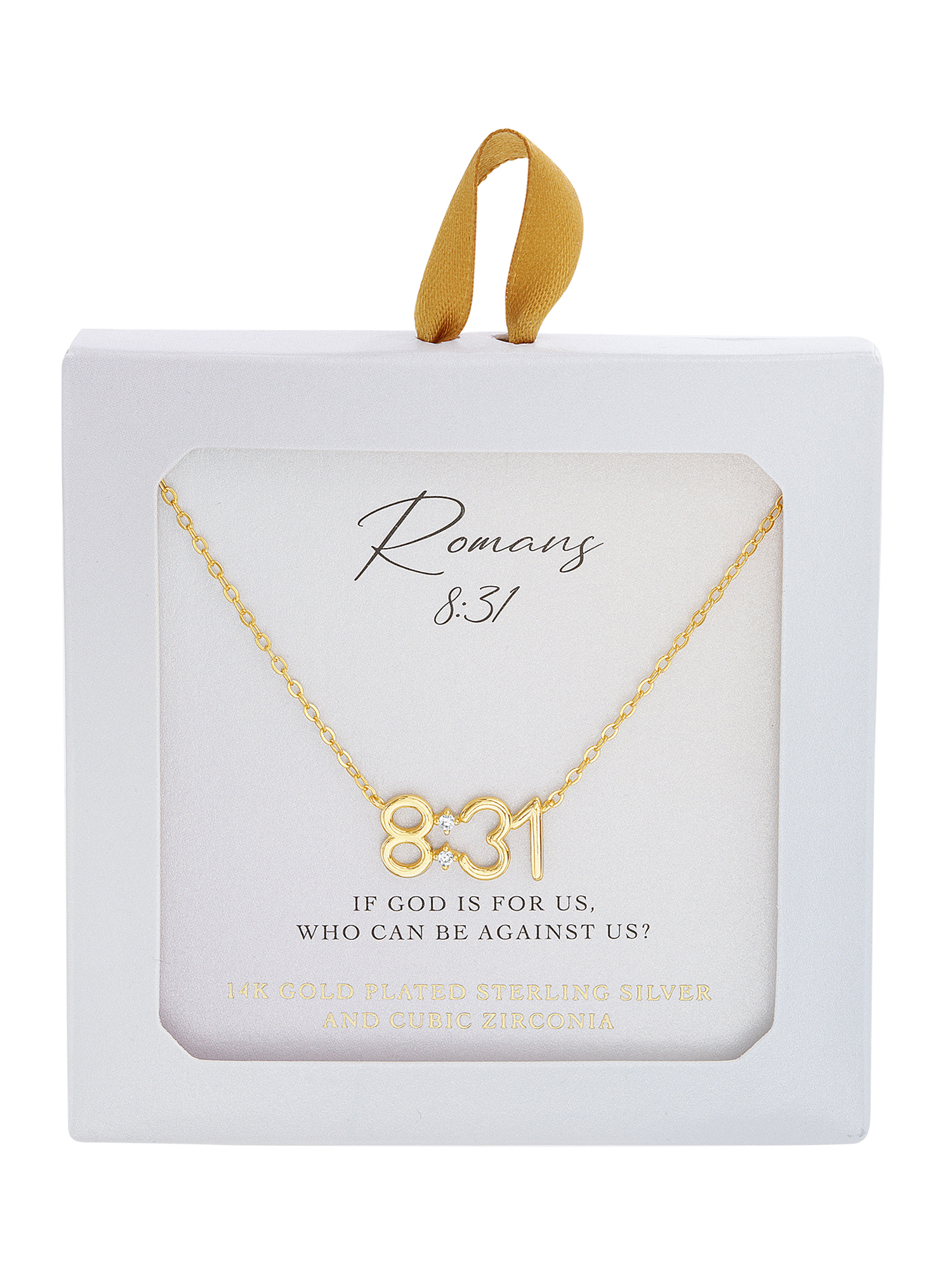Brilliance Fine Jewelry Sterling Silver 14K Gold-Plated Bible Verse Romans 8:31 Woman 16"+2" Necklace