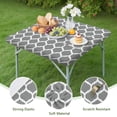 thumbnail image 4 of Gray Geometric Quatrefoil Pattern Square Fitted Tablecloth with Elastic Edge,Square Table Cover,Washable Elastic Table Cover for Home Kitchen Party Decor 36"x36", 4 of 6