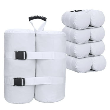 4 Pack Plus Size Canopy Weight Bags(320 lbs) for Pop up Canopy Tent, 1680D Heavy Duty Leg Canopy Weights Sand Bags for Instant Outdoor Sun Shelter Canopy/Patio Tent (Plus Size-White)