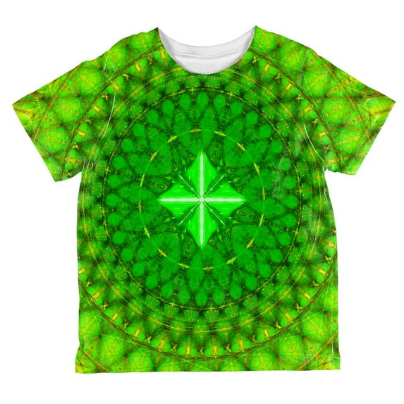 St Patrick's Day Shamrock Fractal Mandala All Over Toddler T Shirt Multi 6T