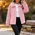 thumbnail image 4 of SZJXBUY Jackets for Women Fleece Plus Size Warm Zip Up Jacket Winter Casual Long Sleeve Outerwear Coats with Pockets Pink,M, 4 of 4