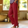 thumbnail image 2 of GUACER No Boundarie Women's Cotton Linen Wide Leg Pants Boho Crochet Lace Side Drawstring Pants with Pockets, 2 of 7