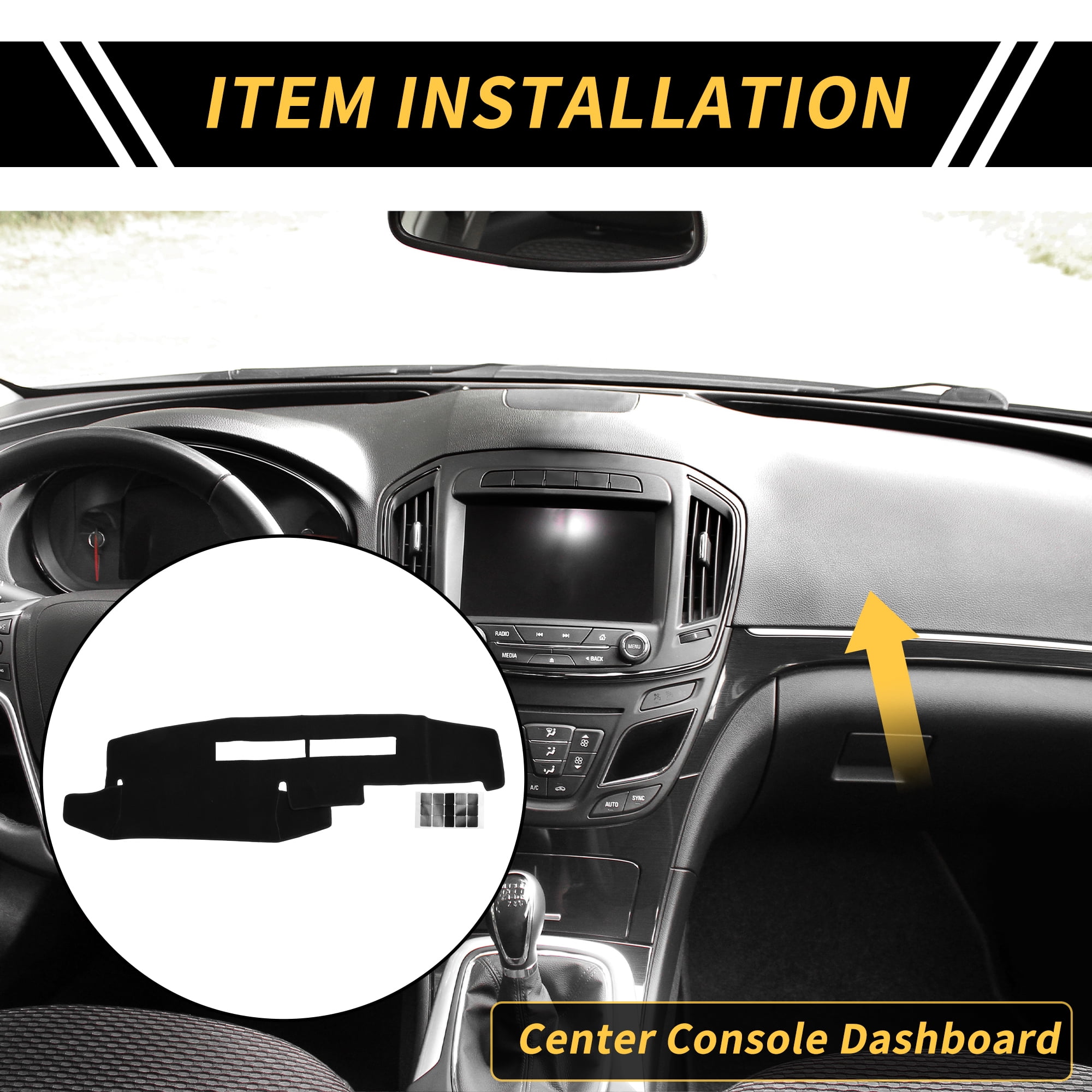 Unique Bargains Dash Cover for Chevrolet Silverado 1988-1994 Dash Board Mat with Sticker Polyester Center Console Dashboard Cover Pad Carpet Black
