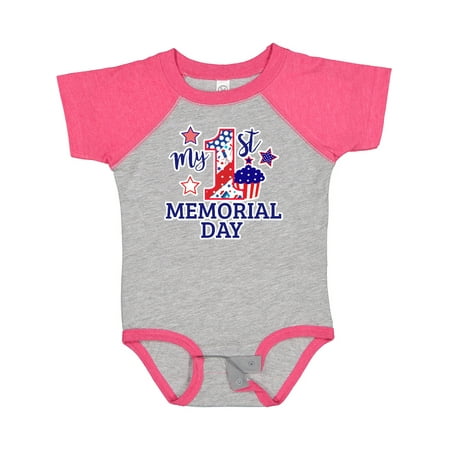 

Inktastic My 1st Memorial Day with Cupcake and Stars Gift Baby Boy or Baby Girl Bodysuit